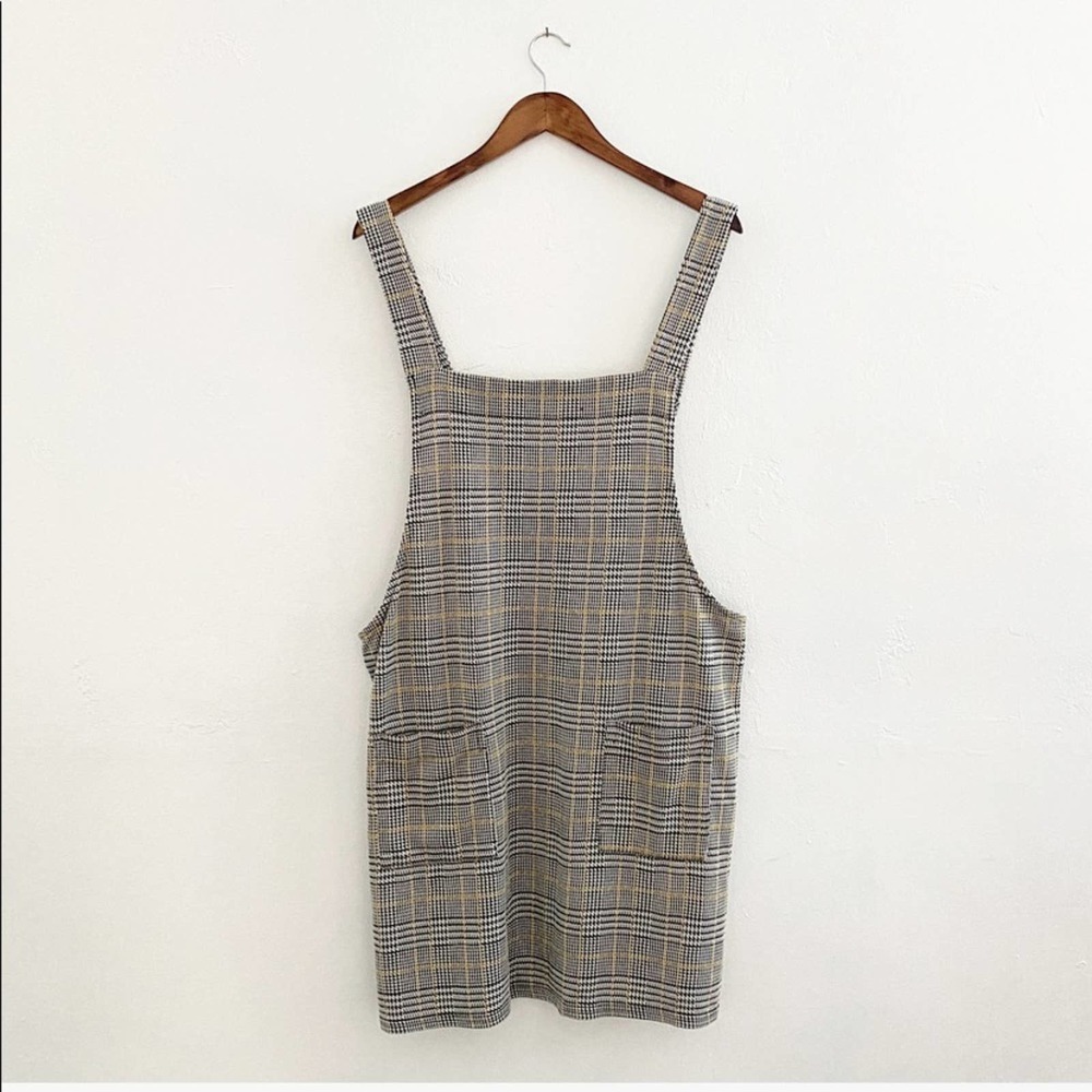 Primark Size 16 black yellow plaid Pinafore dress